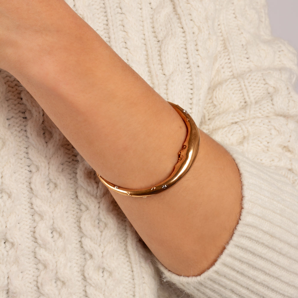 Man in the Moon Bangle in Bronze with Silver Accents