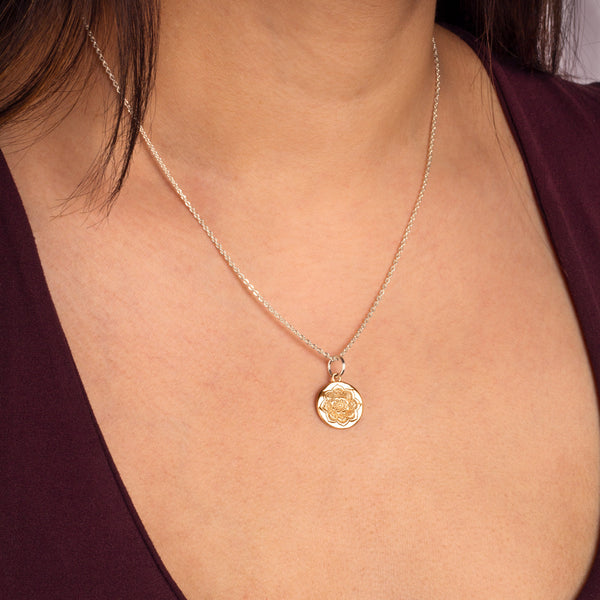 Lotus Coin Necklace in Bronze