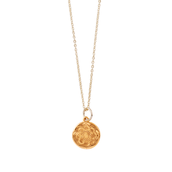 Lotus Coin Necklace in Bronze