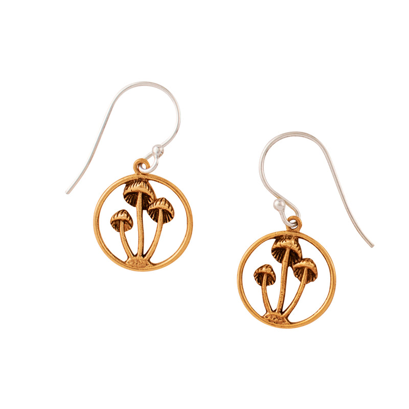 Magic Mushroom Earrings in Bronze
