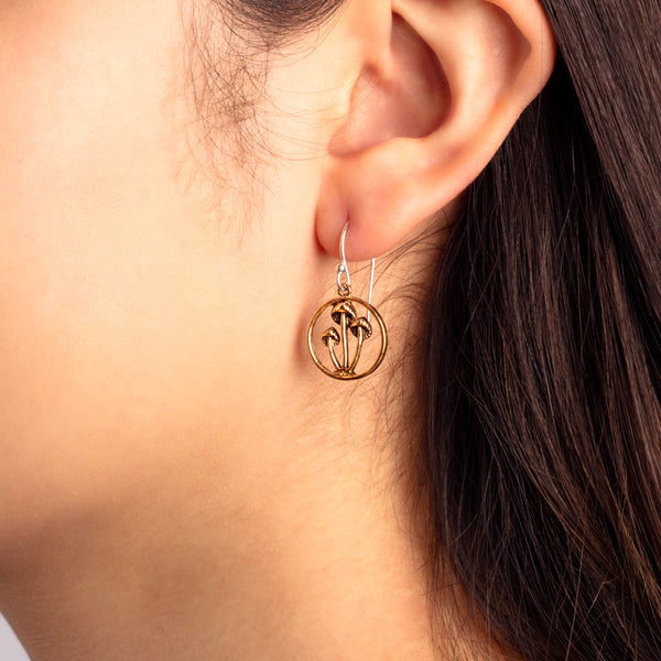 Magic Mushroom Earrings in Bronze