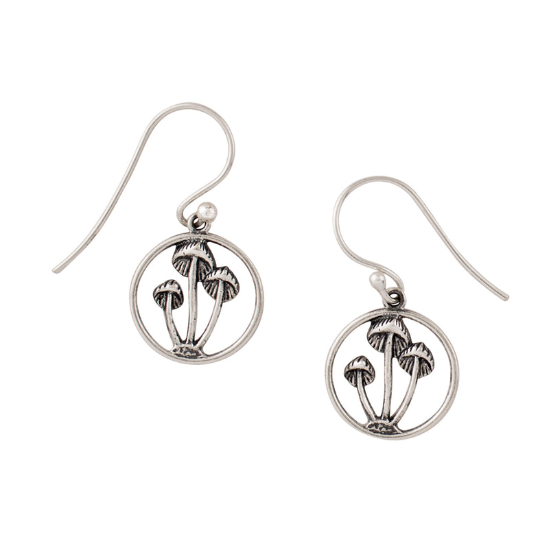 Magic Mushroom Earrings in Silver