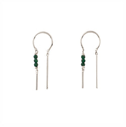 Stony Tiny Dancer Threaders in Malachite & Silver - 1" L