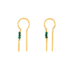 Stony Tiny Dancer Threaders in Malachite & Gold - 1" L