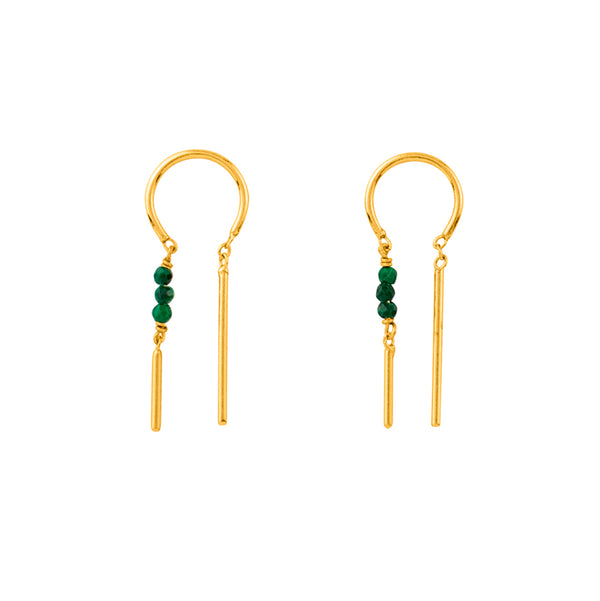 Stony Tiny Dancer Threaders in Malachite & Gold - 1" L