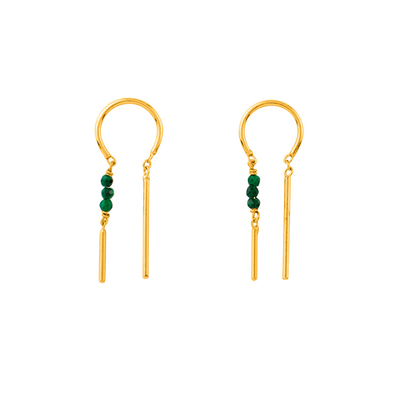 Stony Tiny Dancer Threaders in Malachite & Gold - 1" L