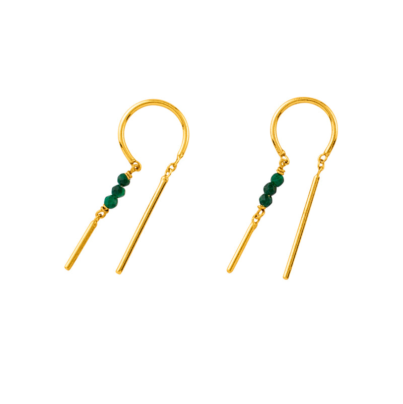 Stony Tiny Dancer Threaders in Malachite & Gold - 1" L