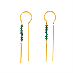 Stony Tiny Dancer Threaders in Malachite & Gold - 1 1/2" L