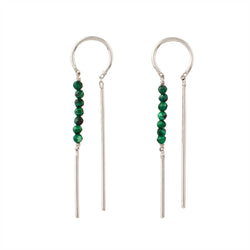 Stony Tiny Dancer Threaders in Malachite & Silver - 1 1/2" L