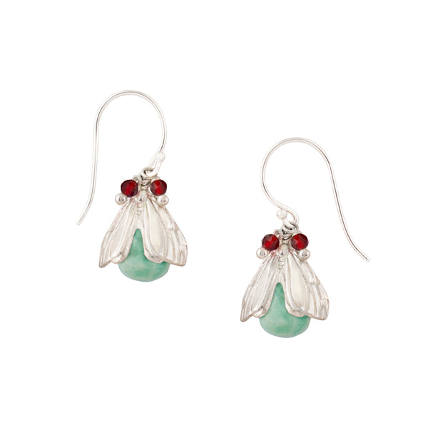 Vivvi Bug Earrings in Amazonite & Carnelian