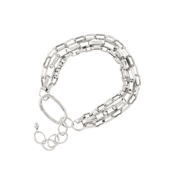 Paper Chain Trio Bracelet in Silver