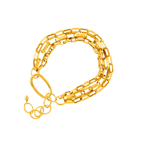 Paper Chain Trio Bracelet in Gold