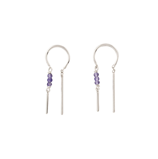 Stony Tiny Dancer Threaders in Iolite & Silver - 1" L