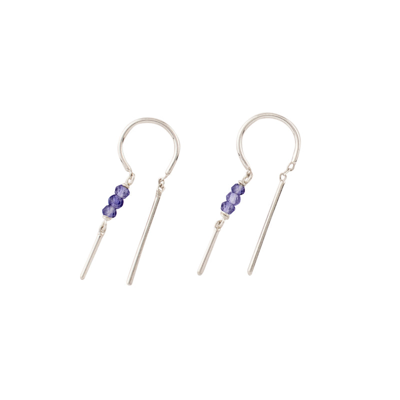 Stony Tiny Dancer Threaders in Iolite & Silver - 1" L