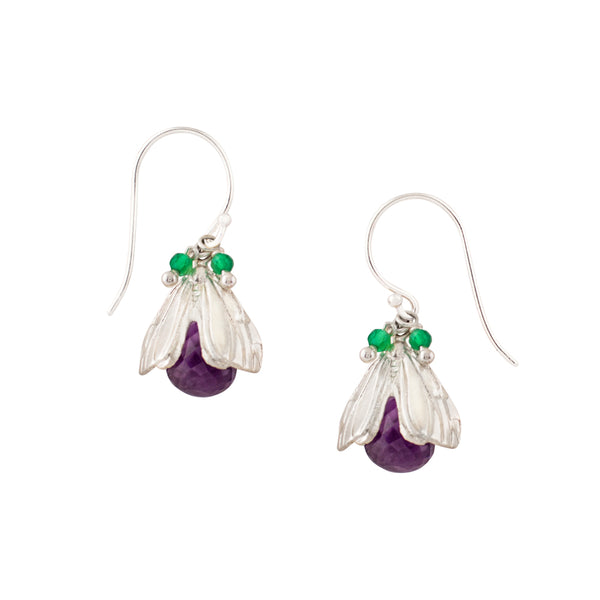 Vivvi Bug Earrings in Amethyst & Green Onyx- Available to ship 4/30/24
