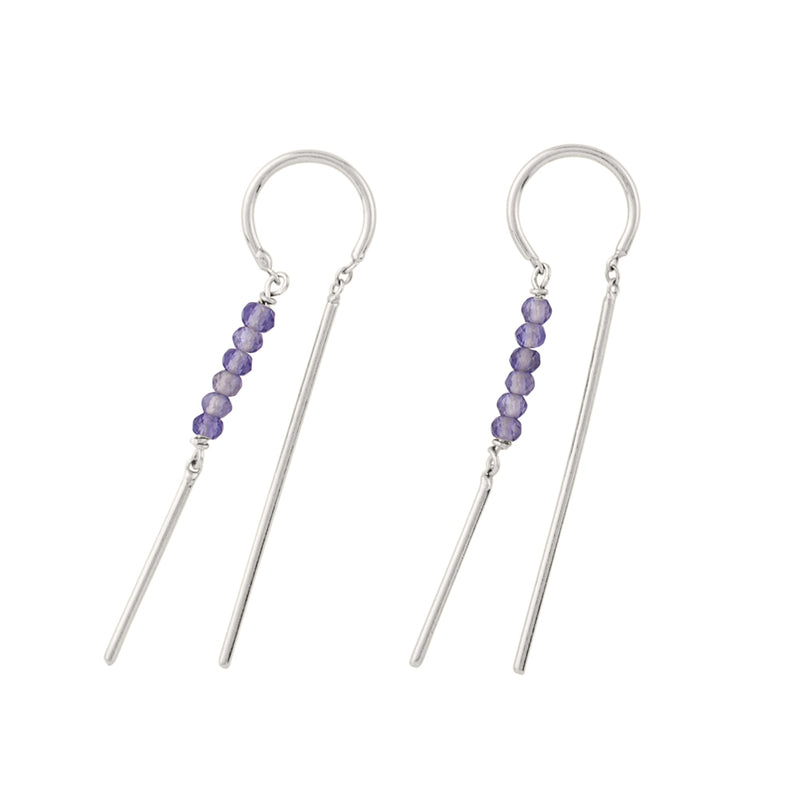 Stony Tiny Dancer Threaders in Iolite & Silver - 1 1/2" L