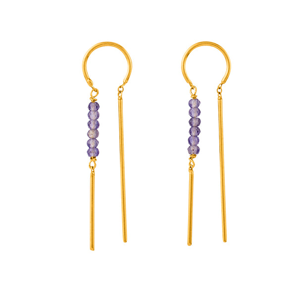 Stony Tiny Dancer Threaders in Iolite & Gold - 1 1/2" L