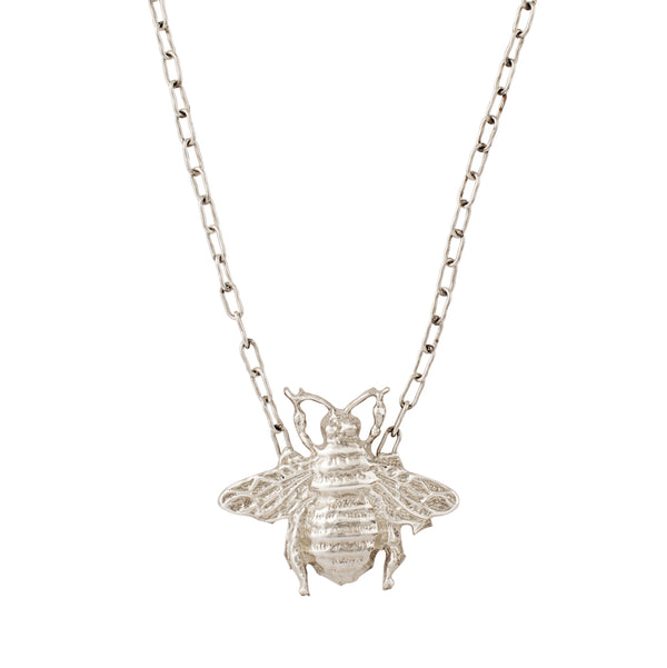 Big Bee Medallion Necklace in Silver