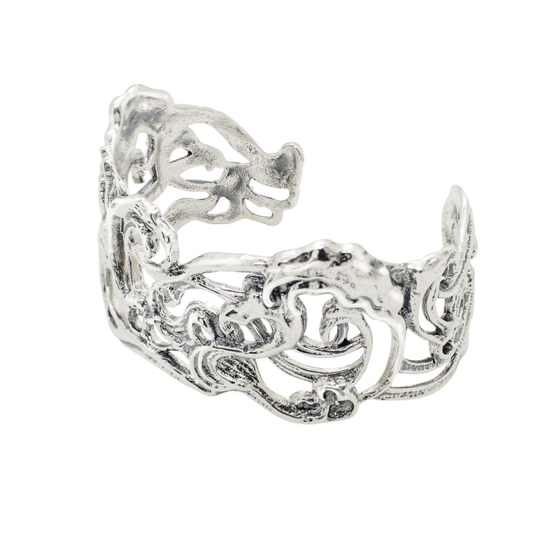 Waves of Joy Cuff Bracelet in All Silver