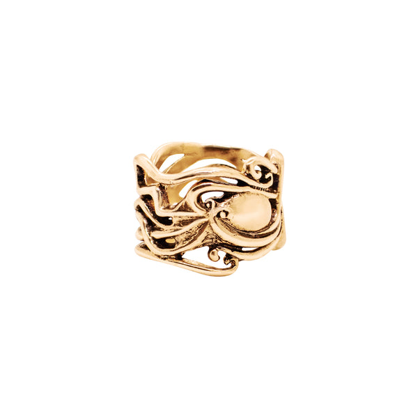Band of Octopus Ring in Bronze