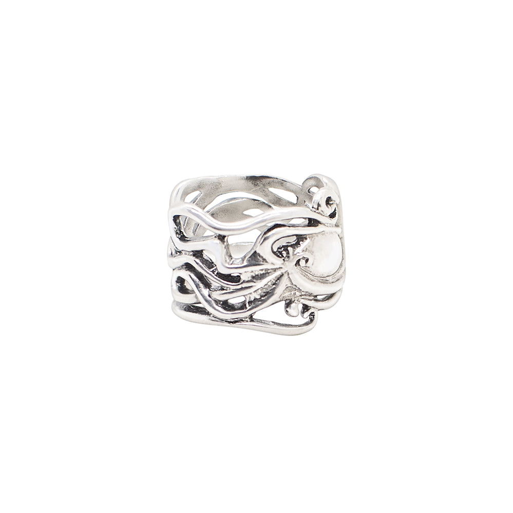 Band of Octopus Ring in Silver