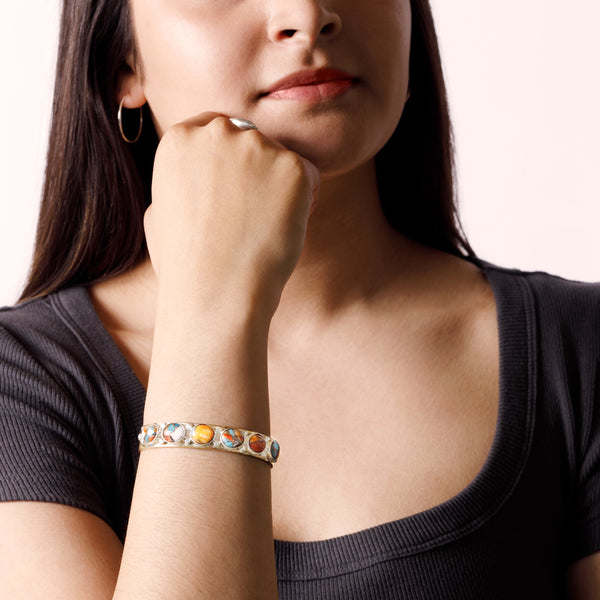 Turquoise Railroad Bracelet in Spiny Oyster Turquoise