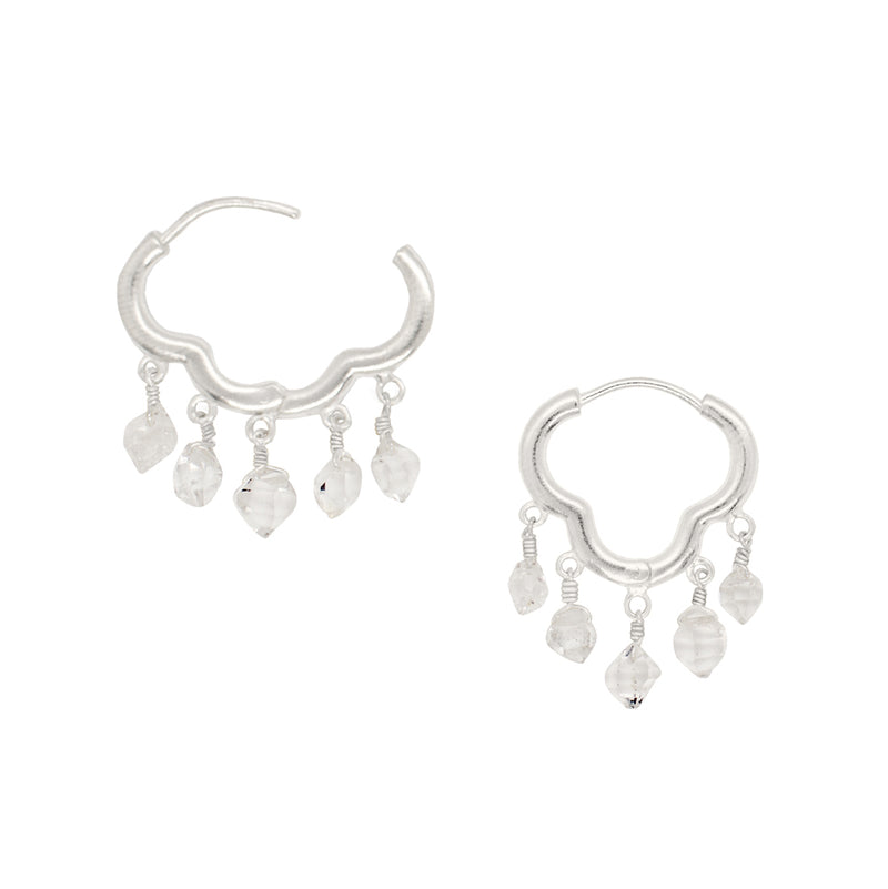 Dripping Clicker Hoops in Herkimer & Silver