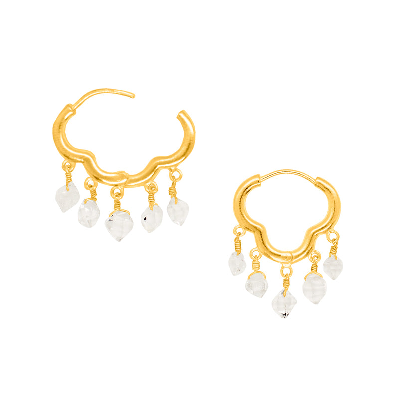 Dripping Clicker Hoops in Herkimer & Gold