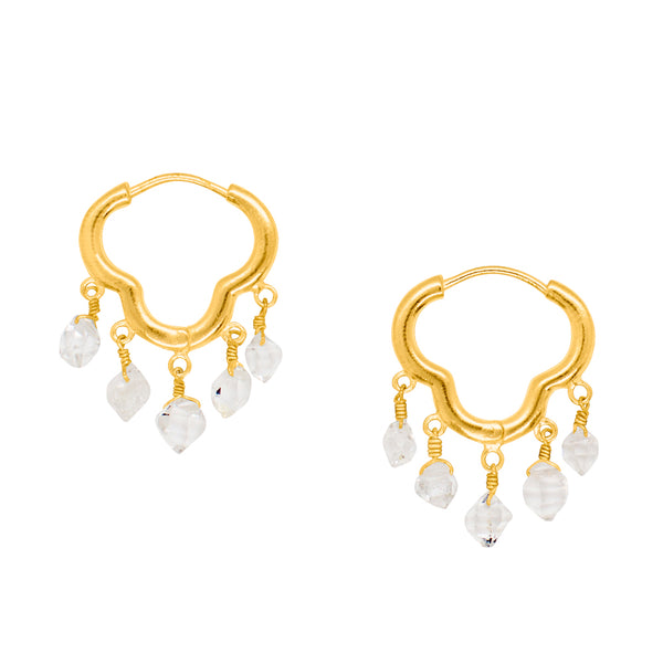 Dripping Clicker Hoops in Herkimer & Gold
