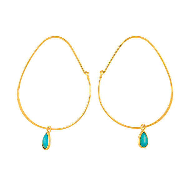 Oval Turquoise Hoops in Gold