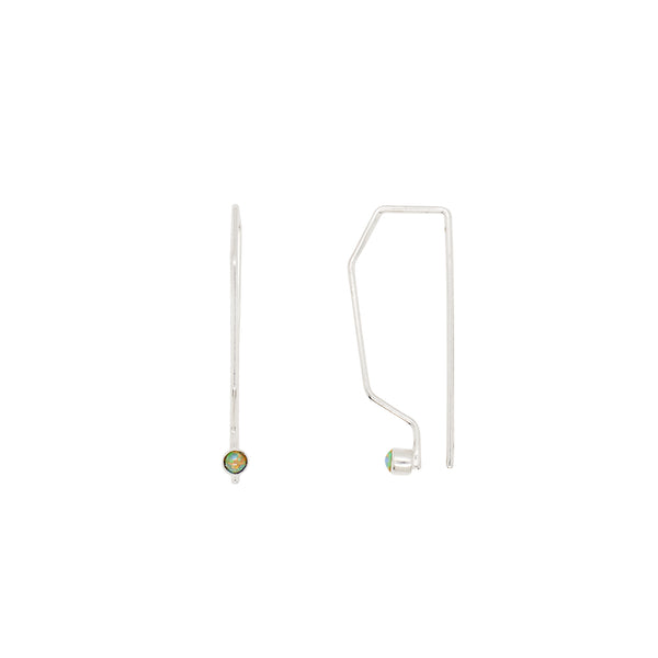 You're Hooked Geo Threader Earrings in Opal & Silver
