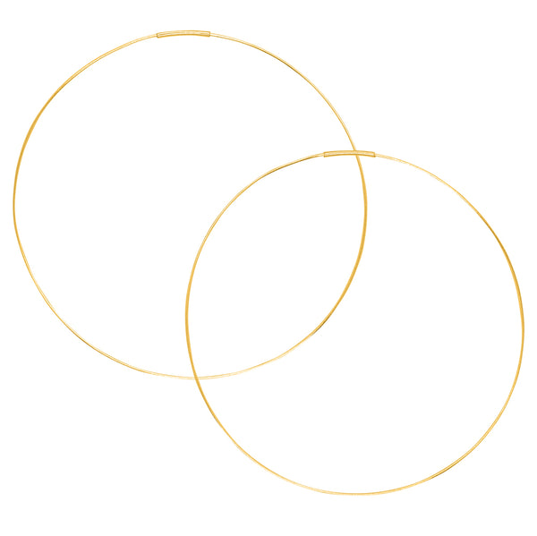 Wafer Wire Endless Hoops in Gold - 3"