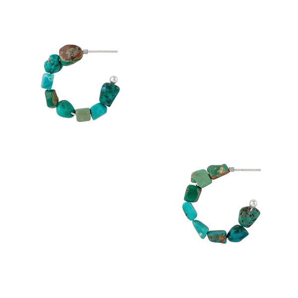 She's Got Stones Hoops in Turquoise - Small