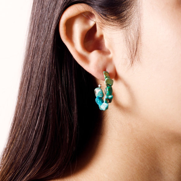 She's Got Stones Hoops in Turquoise - Small