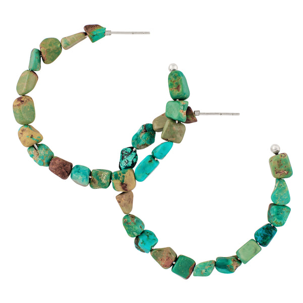 She's Got Stones Hoops in Turquoise - Large
