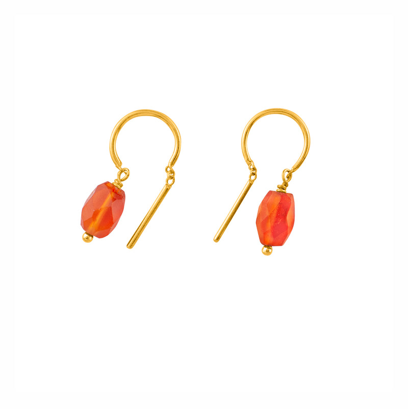 Oblong Stony Dancer Threaders in Carnelian & Gold - 3/4" L