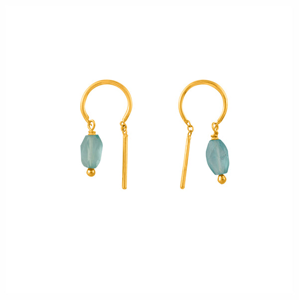 Oblong Stony Dancer Threaders in Blue Apatite & Gold - 3/4" L