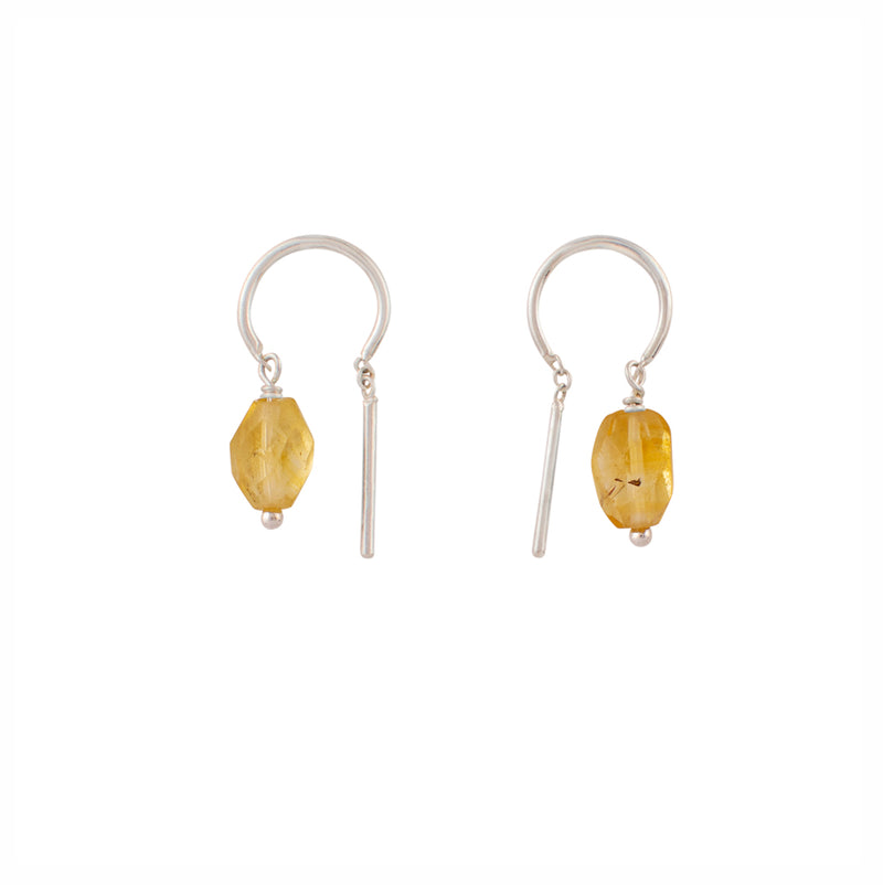 Oblong Stony Dancer Threaders in Citrine & Silver - 3/4" L