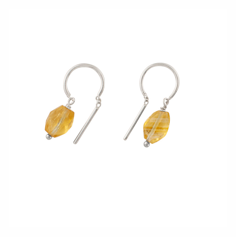 Oblong Stony Dancer Threaders in Citrine & Silver - 3/4" L