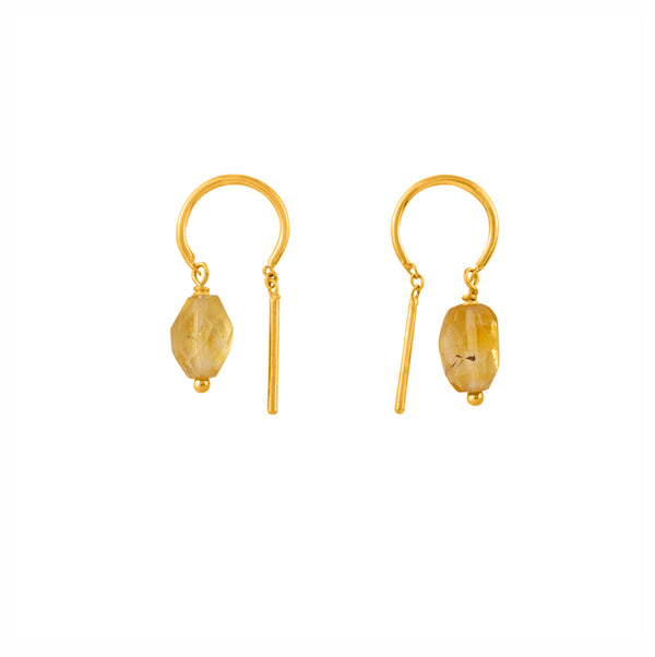 Oblong Stony Dancer Threaders in Citrine & Gold - 3/4" L