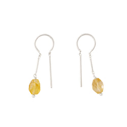 Oblong Stony Dancer Threaders in Citrine & Silver - 1 1/8" L