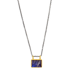 Window to the Soul Necklace in Labradorite & Gold & Antiqued Silver
