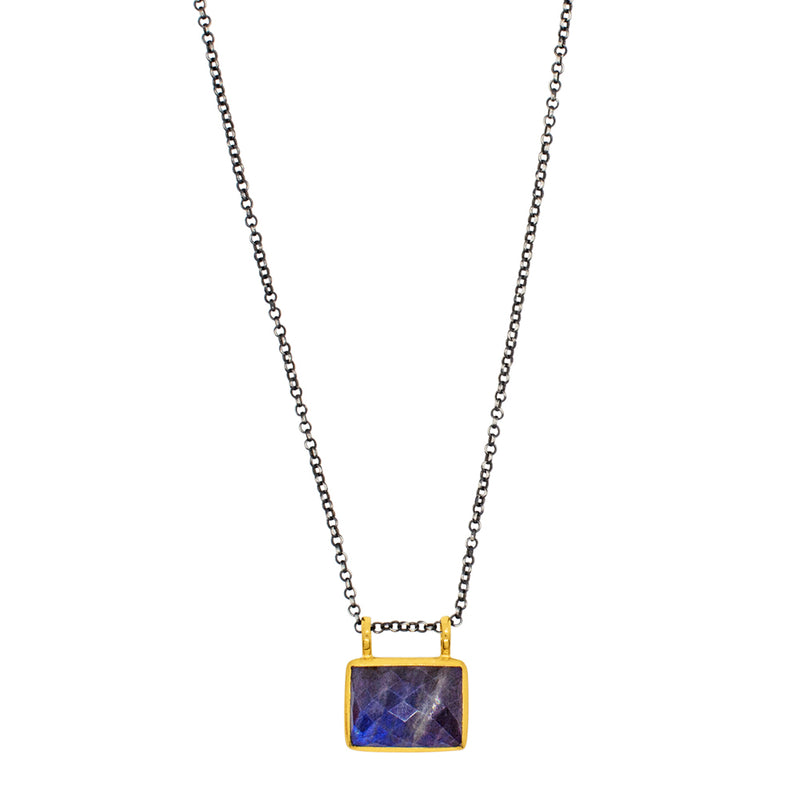 Window to the Soul Necklace in Labradorite & Gold & Antiqued Silver