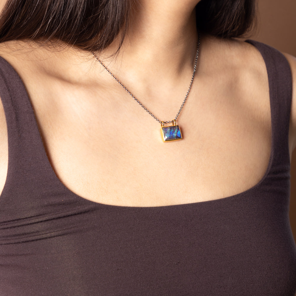 Window to the Soul Necklace in Labradorite & Gold & Antiqued Silver | Available to Ship January 7, 2026