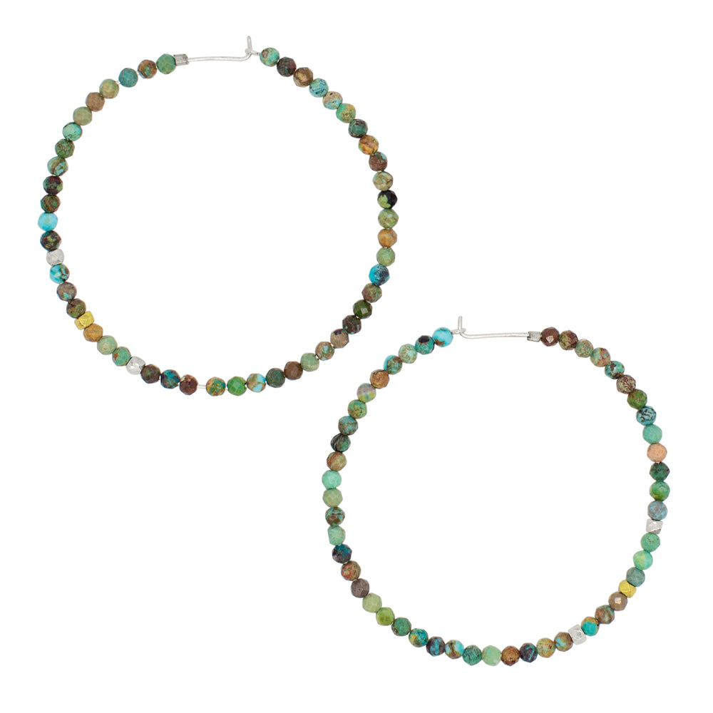 She's Got Stones Sleeper Hoops in Turquoise - 2"