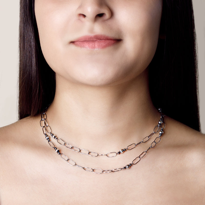Magic Bonfire Chain in Antiqued Silver
