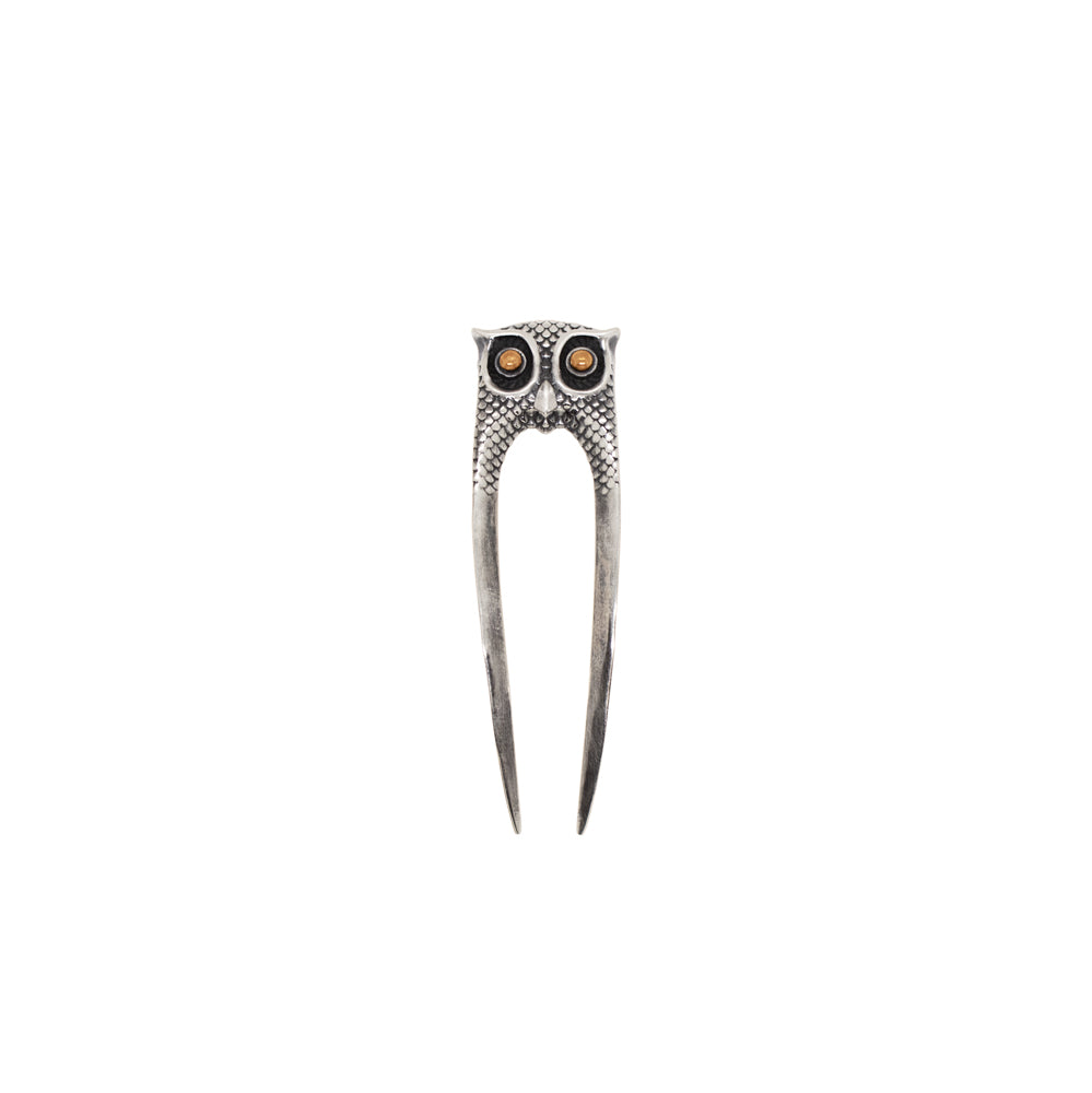 Owl Hair Pin in Silver