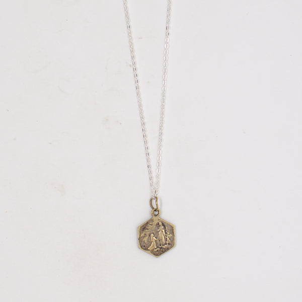 Vintage Saint Medal Mary Lourdes v22