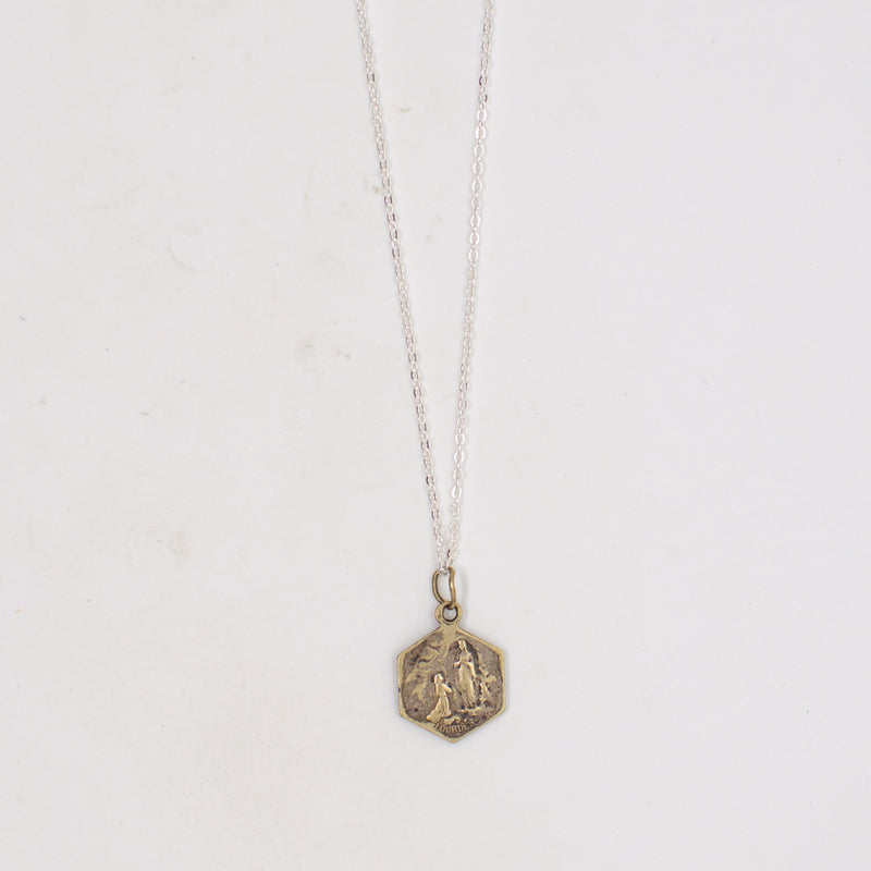 Vintage Saint Medal Mary Lourdes v22