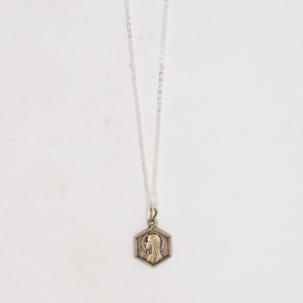 Vintage Saint Medal Mary Lourdes v22
